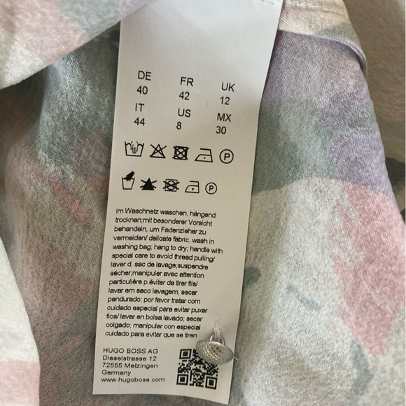 BOSS Hugo Boss Top Abstract Pastel Print Barry Shirt V Neck Blouse Oversized - Picture 4 of 12